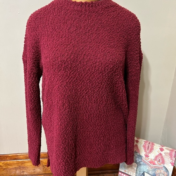 Qearal Long Sleeve Fuzzy Knitted Sweater Popcorn Side Split Loose Pullover XL - Picture 3 of 9